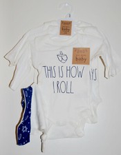 NWT Rae Dunn Baby Infant Unisex 4pc Ivory Hannukah Themed Romper Set sz 0-3M