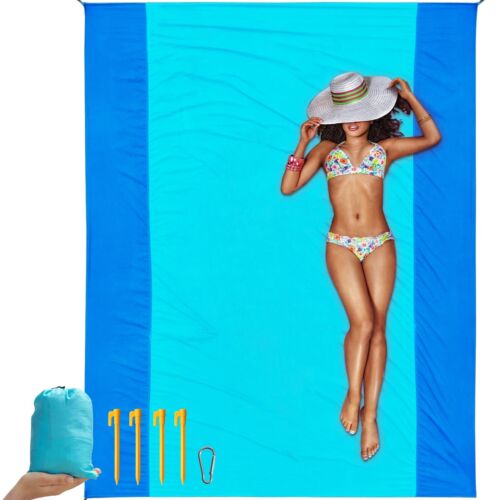 Beach Blanket Sandproof Extra Large Beach Mat 106'' x 83'' Oversized Big & Co...