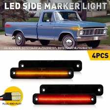 For 73-79 Ford F100 F150 F250 F350 4x LED Front & Rear Side Marker Lights EOA