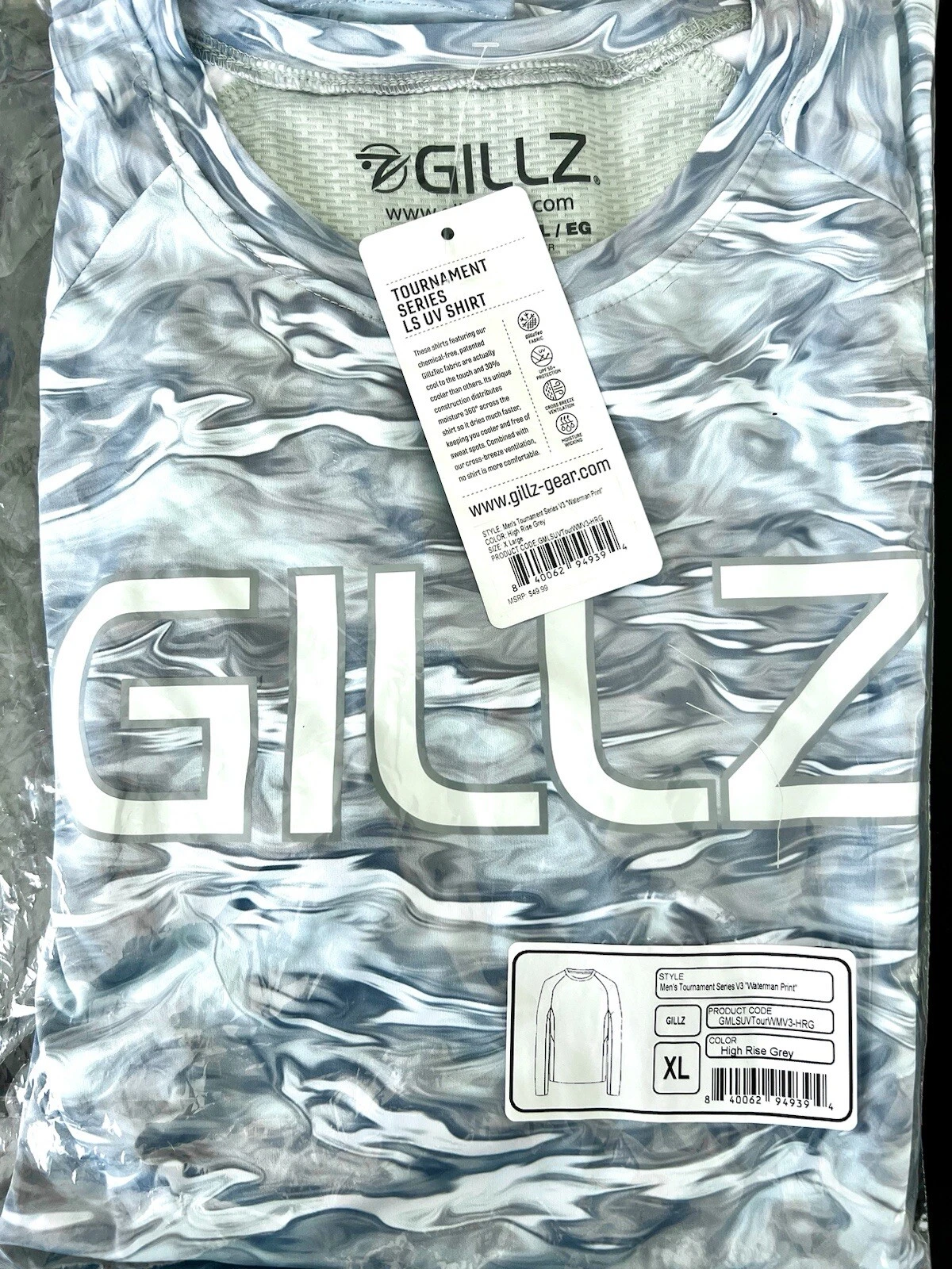 NEW Gillz Long Sleeve UV Tournament Series V3 Fishing Shirt - XL Waterman Print