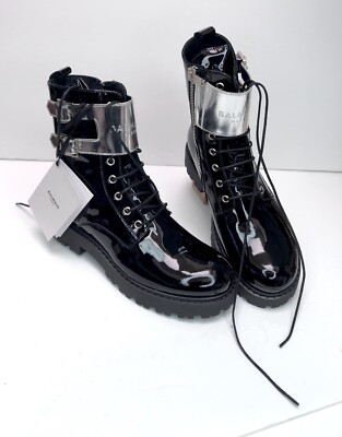Balmain Paris Black Patent Boots 6N0536 NX430 930 Women s Size 7.5M 37 NWOB NWT