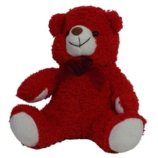 KTW Red Sitting Teddy Bear Plush Toy With Bow Stuffed Animal 8 inch 