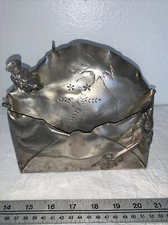 Antique Pairpoint Mfg Quadrupl Silverplate Desk Letter Mail Calling Card Holder