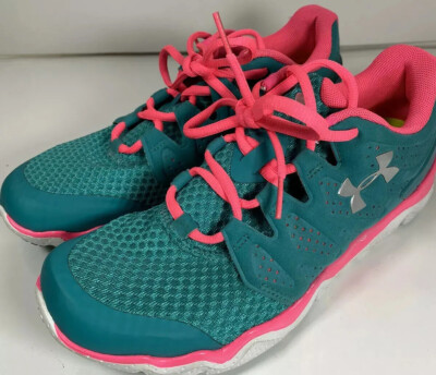 Under Armour Womens Micro G Optimum Aqua Pink Running Shoes Sneakers Sz 