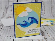Summer Beach Greeting Card Kit #7 [Lot of 4, Handmade, Waves, Summer, Hello]