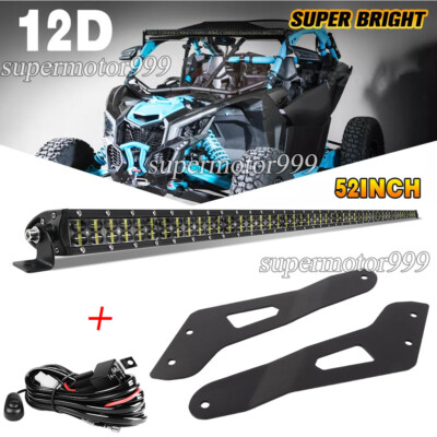 Upper Roof 52'' LED Light Bar Bracket Wire Kit Fit Can-am Maverick X3 DS RS MAX