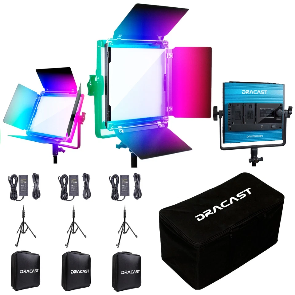 Dracast LED500 X Series RGB and Bi-Color LED 3 Light Kit with Nylon Soft Case - Image 2 of 4