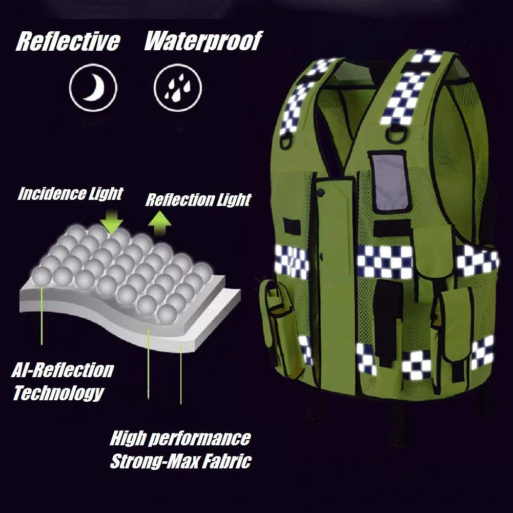 HYCOPROT Reflective Safety Security Vest, High Visibility Mesh Adjustable - product detail image 6