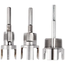 3Pcs PVC Pipe Threader Kit 1/2" 3/4" 1" NPT, Integrated Internal & External Pipe