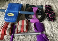 Assorted Exercise Bundle,abs Roller, Arm Ex,wrist Weights, Gloves,mini Rower.