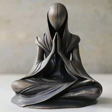 👽 Statua Alieno Meditazione Zen Yoga Resina Decorazione Spirituale
