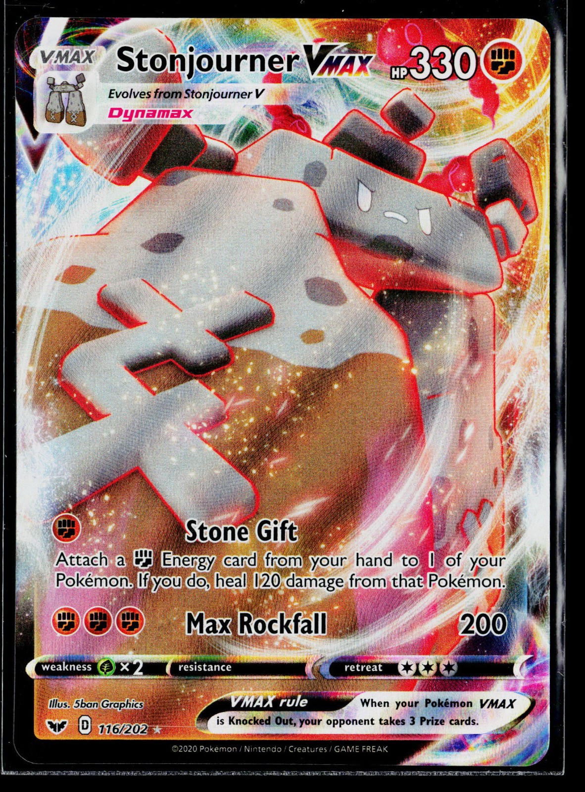 Stonjourner VMAX Holo Ultra Rare SWSH01: Sword & Shield Base Set 116/202 NM