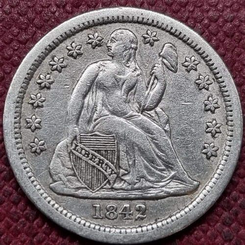 1842 Seated Liberty Dime 10c AU #98091