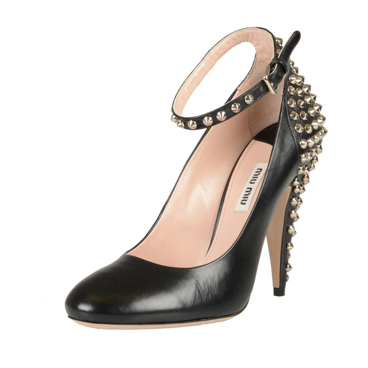 Miu Miu — Miu Miu Leather Metal Studs Decorated High Heel Pumps Shoes US 10 IT 40