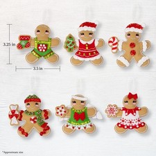 Dressed Up Gingerbread 89644E Bucilla Felt Christmas Ornament Kit DIY