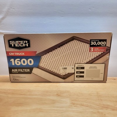 Super Tech 1600 Air Filter 30K Miles Compare To Fram CA7421 for Select GM Truck