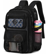 Mesh Backpack, 17in Heavy Duty See Through Backpack Ultra-Lightweight Net Bookba
