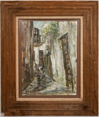Vintage Original Impressionist Cityscape Oil Painting ''Echoes of An Old Street''