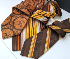 Vintage Jackman's Stores for Men Ties Neckties Wide Browns  Gold Lot of 3