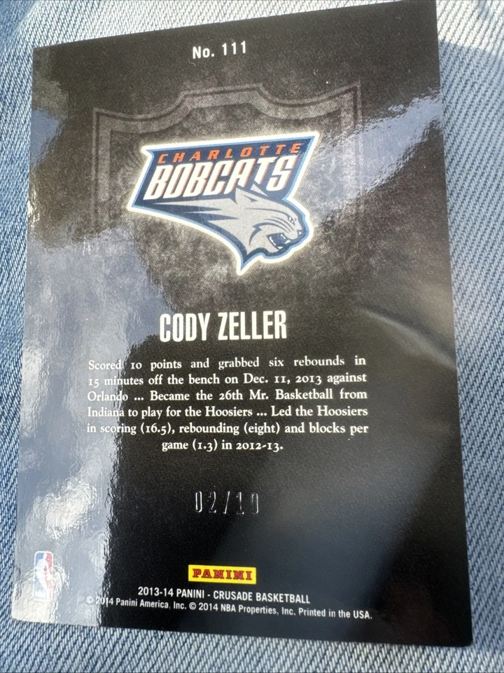 2013-14 Panini Crusade - Crusade Cody Zeller 2/10 #11 Charlotte Bobcats - Image 4 of 4
