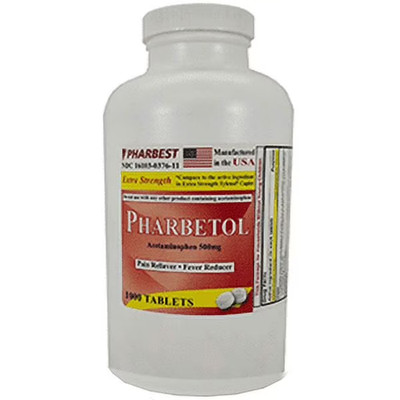 Pharbetol Acetaminophen Pain Reliever Extra Strength 500mg Tablets 1000 Count
