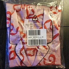 Victoria  s Secret Glazed Satin Pajama Set Chalk Rose  Red Bows Size XL NWT