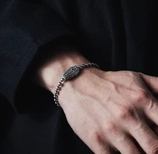 Sterling Silver Vampire Coffin Bracelet, Unisex Gothic Ball Chain Jewelry