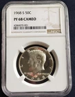 1968 S Kennedy Half Dollar Proof NGC PF68 Cameo Silver Coin JFK, Fifty Cents 50¢