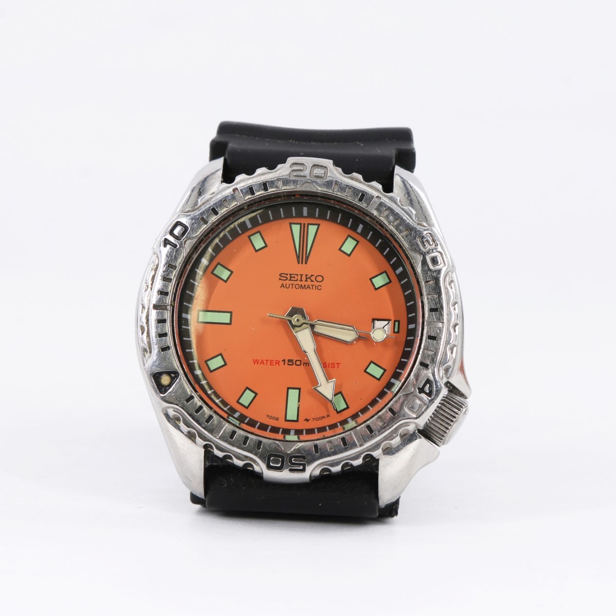 SEIKO 7002-7009 Automatic Orange Dial Date 42mm Watch Broken Band (PZ2003517)