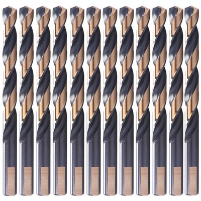 12 PCS 9/32'' Black and Gold Coated Twist Drill Bits for Metal Wood Plastic