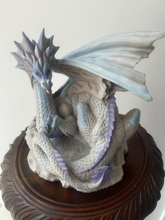 Enchantica Grawlfang Winter Dragon Large Figurine Blue Purple Grey Vintage 1989