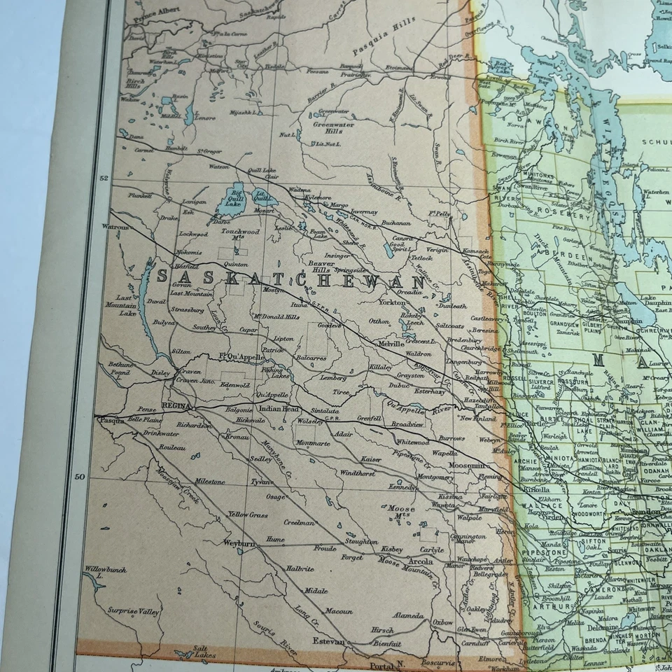 1910: Antiguo mapa de Manitoba Saskatchewan CS #65 ferrocarril atlas anticuario  Foto 3 de 4