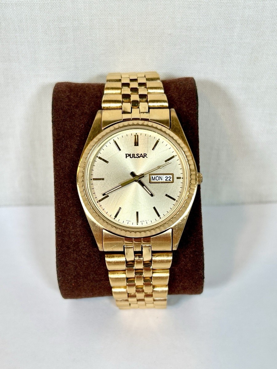 PULSAR 腕時計 Pulsar V722-X036 Quartz Analog Gold Tone Men's Watch | eBay