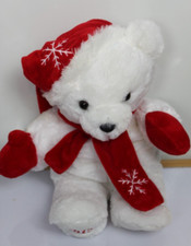 Dan Dee 2015 White Holiday Bear with Red Snowflake Hat and Scarf 23"