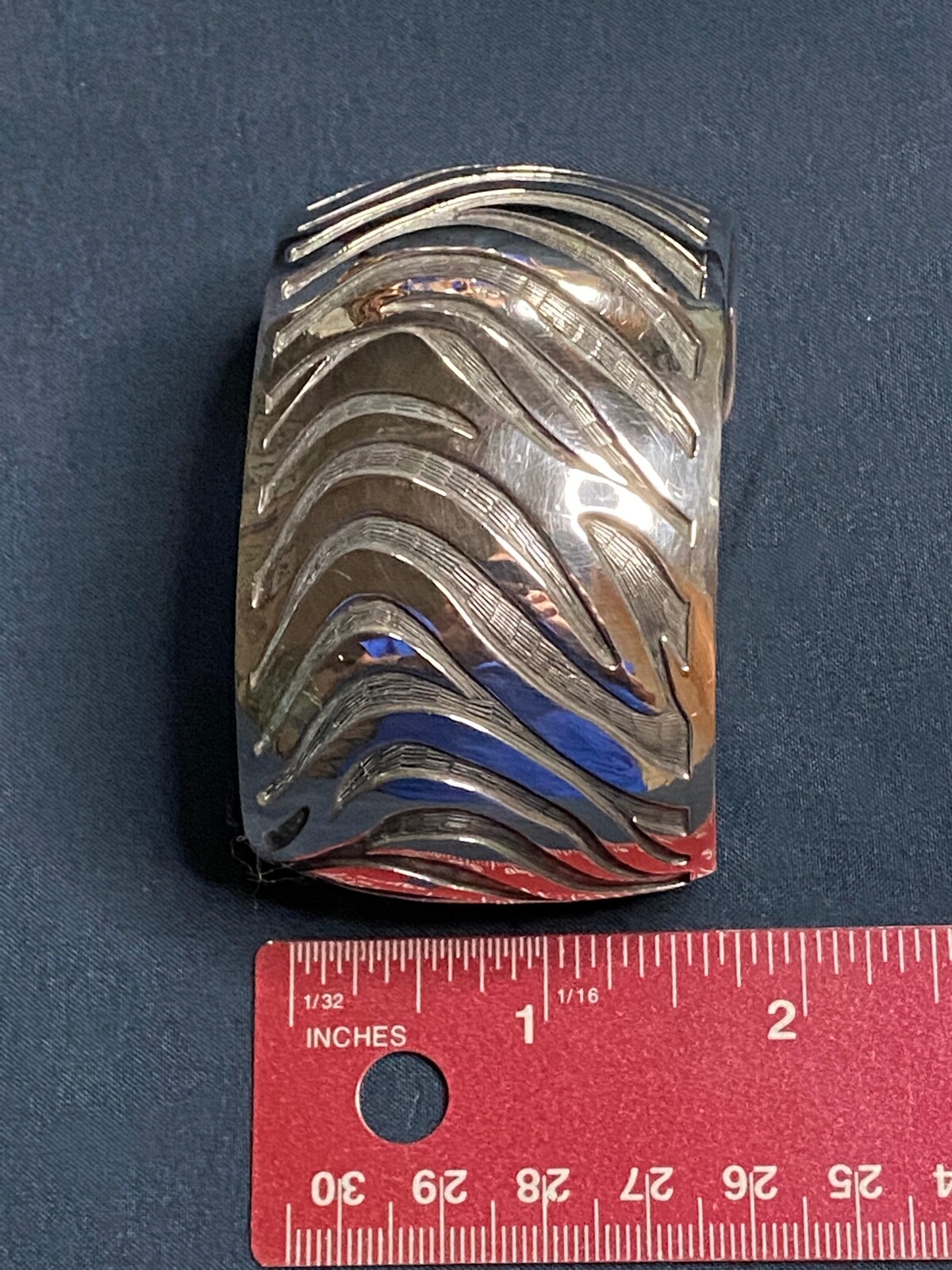 Zebra Pattern .925 Sterling Silver Cuff Bracelet - image 2