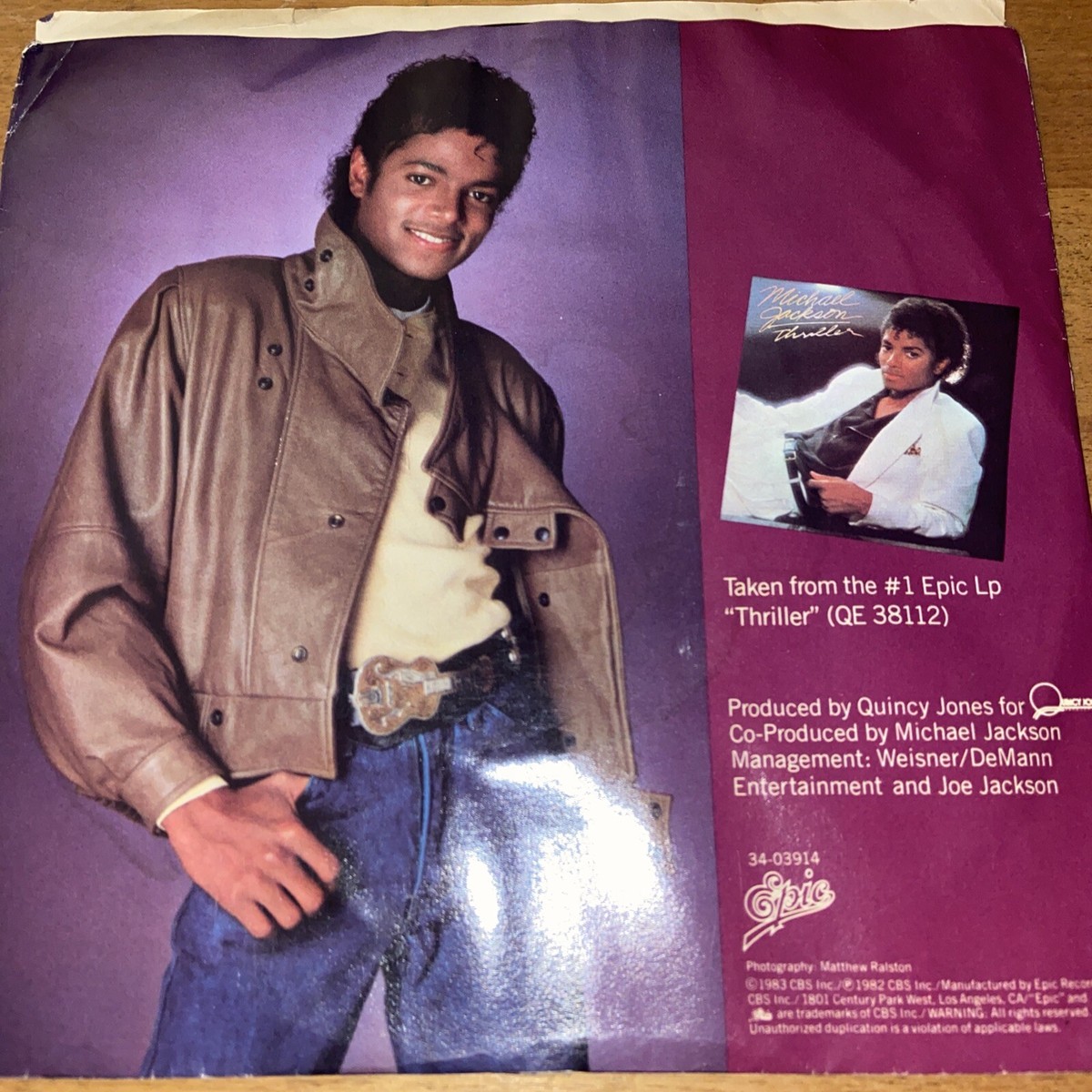 Michael Jackson Vinyl 7” Record Wanna Be Startin' Somethin' 1983