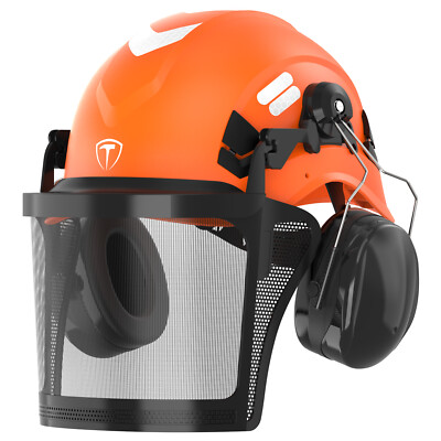 Forestry Safety Helmet with Ear Muffs Face Shield Visor Chainsaw