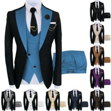 Mens 3 piece Suit Wedding Blazer Double-Breasted Tuxedos Size 40r 42r 44r 46r