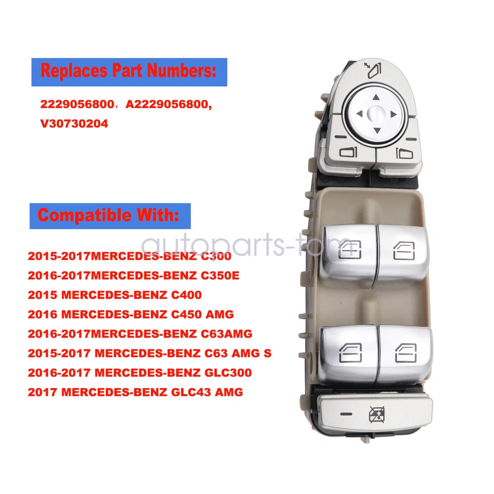 前左主电源窗开关 2229056800 适用于梅赛德斯奔驰 C300 GLC300 — 第 4/4 张图片