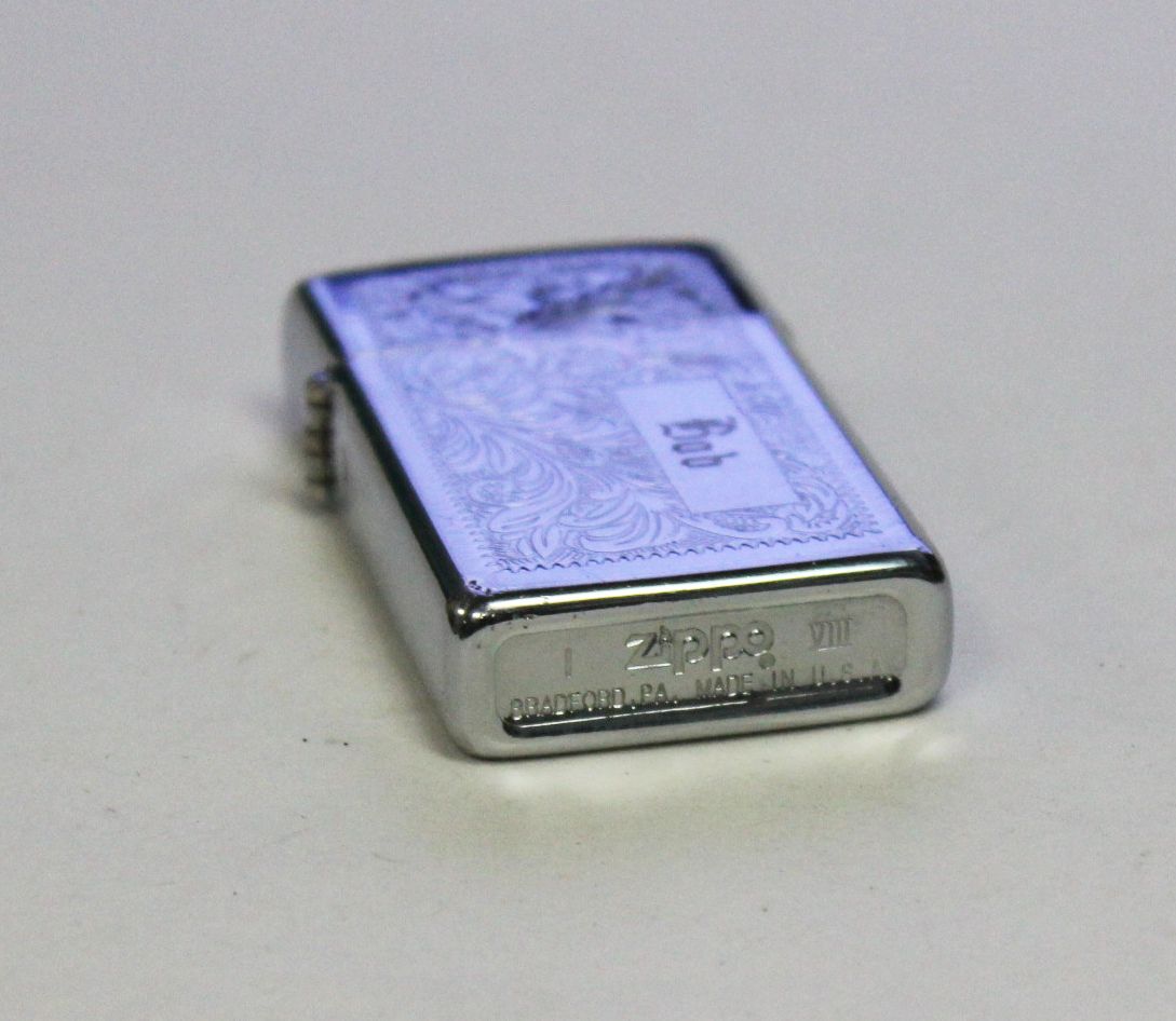 Vintage Flip-Top Zippo Venetian Chrome VIII Engraved
