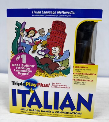Triple Play Plus Italian Multimedia Games & Conversation Language Program Sealed