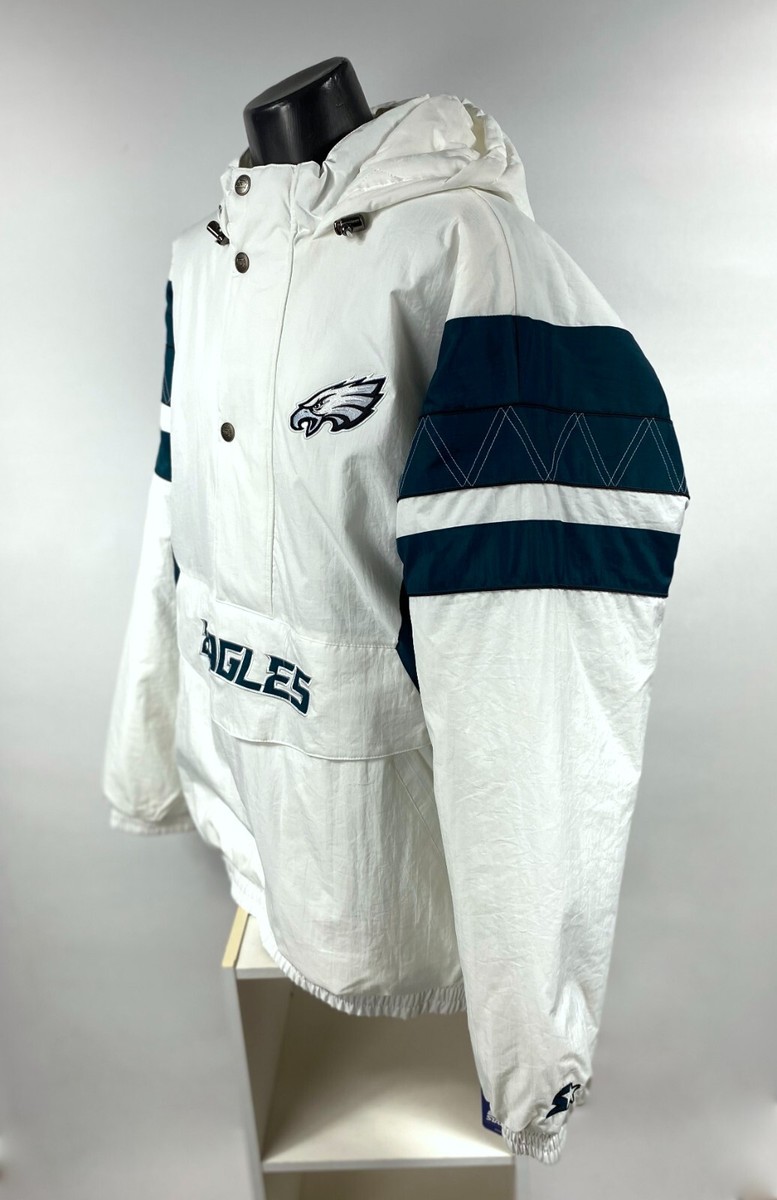 Eagles Jacket Philadelphia Starter Hooded Half Zip Pullover WHITE