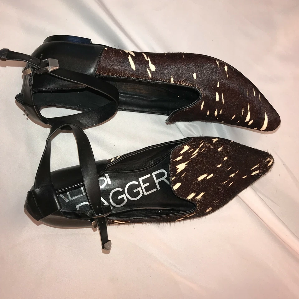 Zapatos planos de cuero con estampado de animales Kelsi Dagger para mujer talla 9,5 marrón Foto 4 de 4