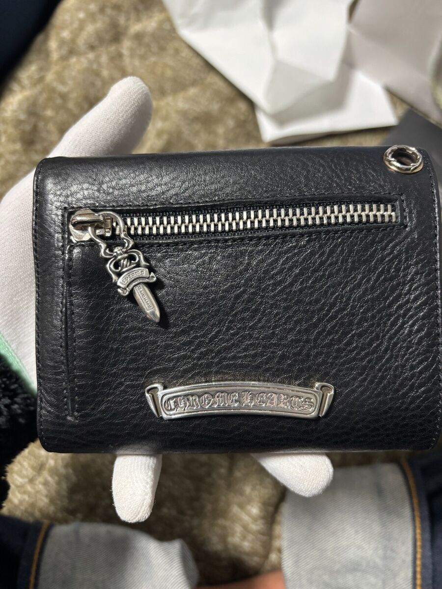 Chrome Hearts Wave Mini Cross Ball Button Leather Wallet Chrome Hearts Wave Mini Cross Ball Button Leather Wallet