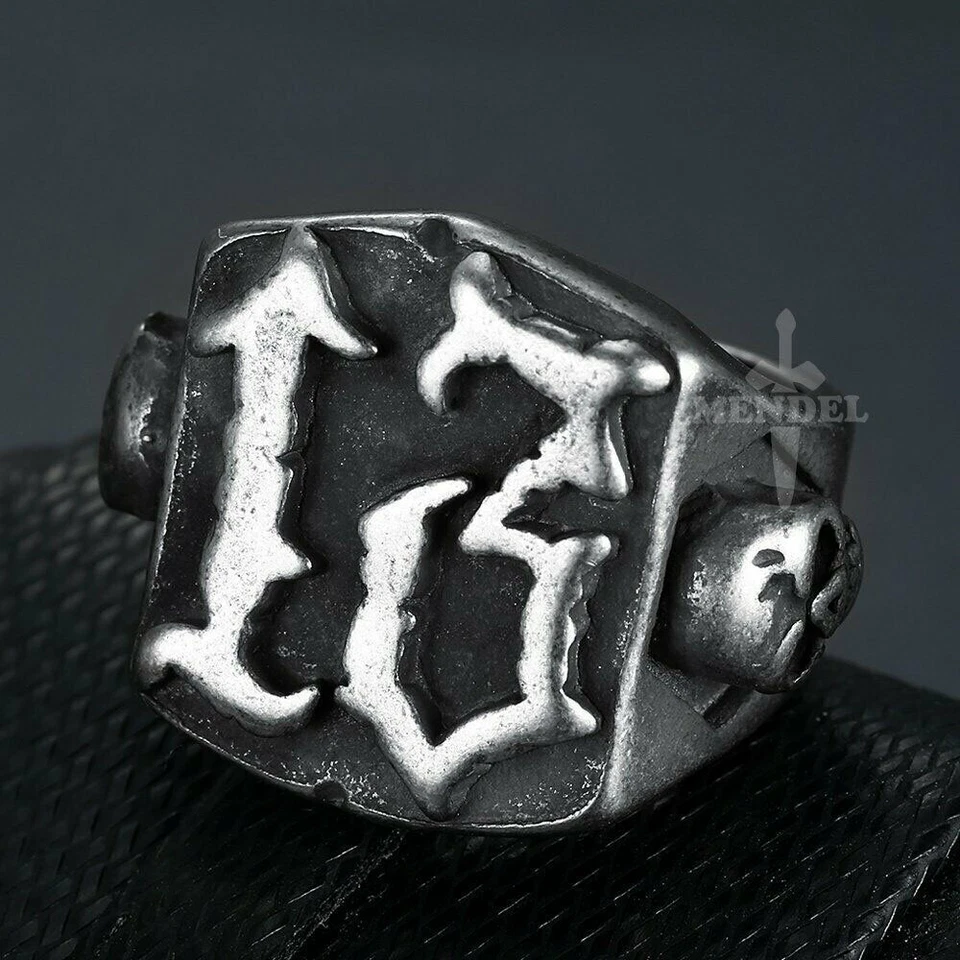 MENDEL Gothic Mens Biker Skull Number 13 Ring For Men Stainless Steel Size 7-15 - Image 4 of 4