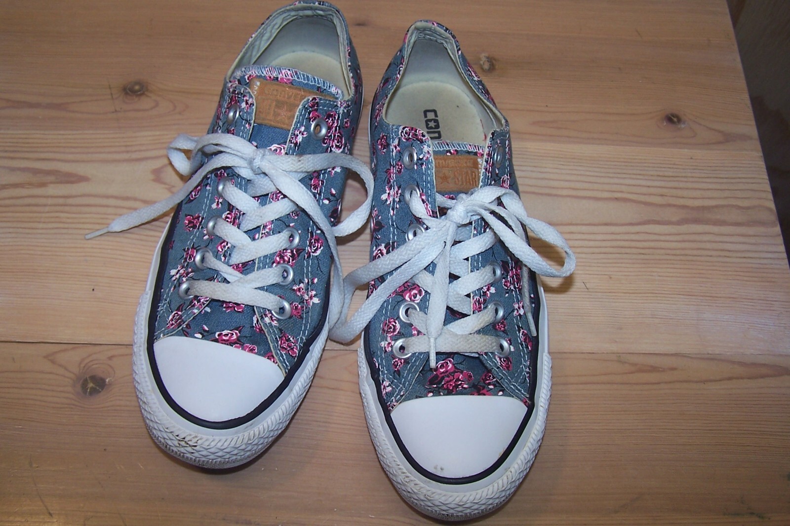Converse Blue Denim Rose Floral Sneakers All Star Women's Men's