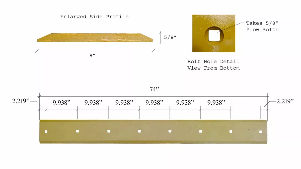 6718007 Skid Steer Cutting Edge w Bolts, fits some Bobcat, 8 Bolt,  5/8&#034;X8&#034;X74&#034; | eBay