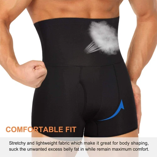 Men's High Waist Compression Boxer Shorts Girdle Pants Body Shaper Tummy Control - Picture 3 of 18