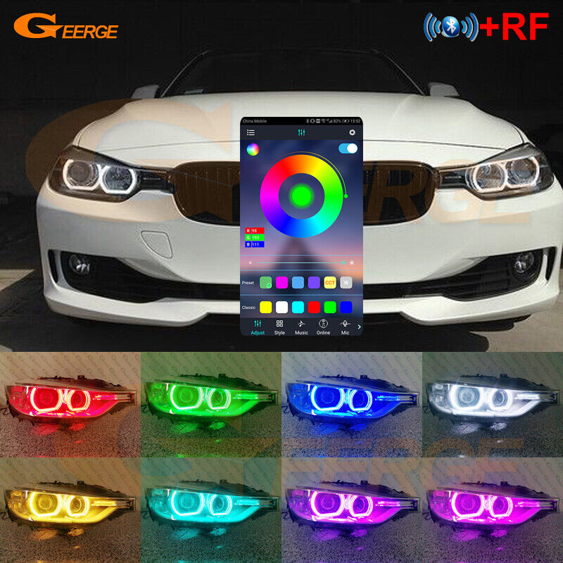 For BMW F30 F31 F34 F35 Multi Color DTM Style RGB Led Angel Eyes Kit Halo  Rings