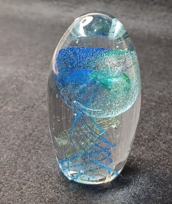 Jellyfish Hand Blown Art Glass Paperweight Sculpture Decor 3" Tall In ...